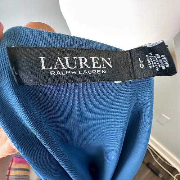 Lauren Ralph Lauren Blue Stretch Jersey Off-the-Shoulder Top size Large - Picture 5 of 6